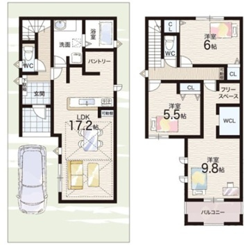 尼崎市塚口町　第1期　新築一戸建ての間取り|1号地