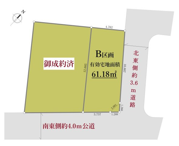 豊島区雑司が谷1丁目 全2区画 B区画の区画図
