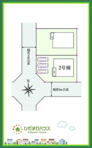 須賀川市和田立石　新築戸建　2号棟の区画図|角地につき日当たり・風通し良好です☆