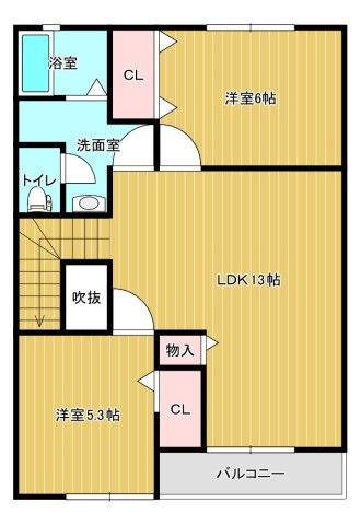 ラ・ポールメゾン北野Bの間取り