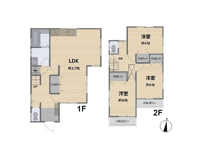 【間取り】 | 川越市寺尾　中古一戸建住宅　(ふじみ野店) | 全居室6帖以上の広さ！ゆったり使える3LDKのリフォーム戸建です。※図面を基に作成しています。現況と異なる場合は現況を優先いたします。