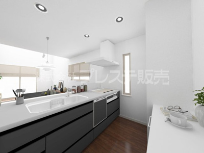 【キッチン】 | 奈良市六条西１丁目の新築一戸建 全４区画 | Ｂ号地キッチン完成イメージ／人気の対面キッチン♪
