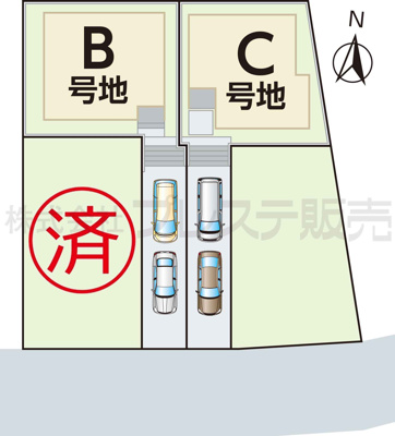 【区画図】 | 奈良市六条西１丁目の新築一戸建 全４区画 | 全体区画図