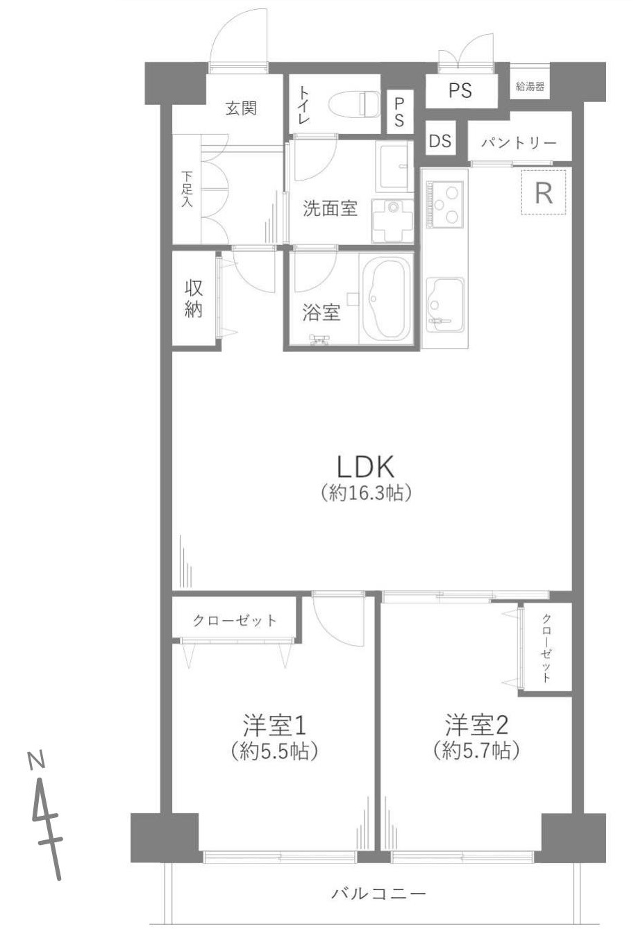 小平市花小金井南町２丁目の中古マンションの間取り