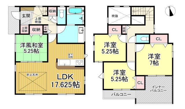 知多市南粕谷3丁目　全1棟の間取り|4LDK+土間収納☆