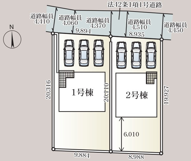 Cradle garden　行田市天満第2の区画図|図面と現況が異なる場合、現況を優先とします。【2号棟】