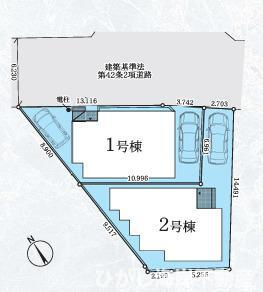 茅ヶ崎市今宿　新築戸建　全2棟の区画図|対象１号棟