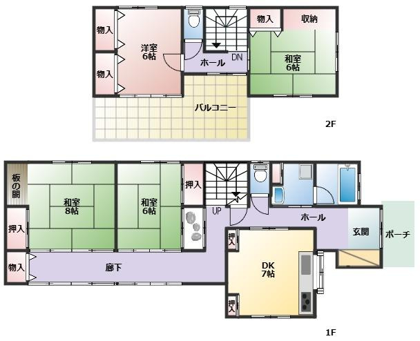 幸手市南２丁目　中古一戸建ての間取り|全居室6帖以上のゆとりのある間取り♪