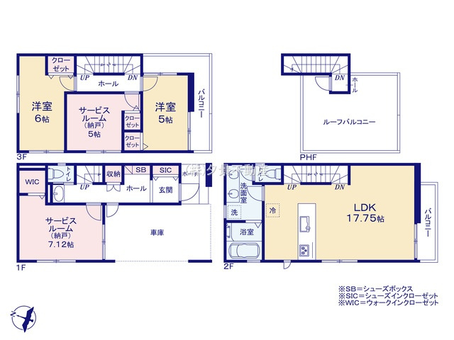 《仲介手数料無料》中央区本町東５丁目6-16新築一戸建てジオヴィスタの間取り