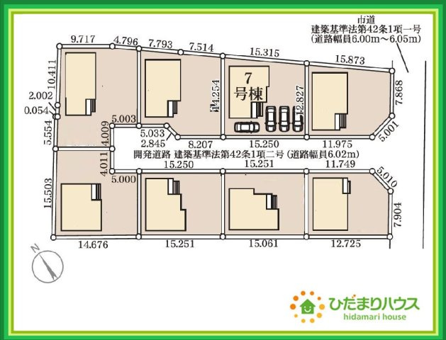 いわき市泉町滝尻第2　新築戸建　7号棟の区画図|駐車場4台止められます(^^♪