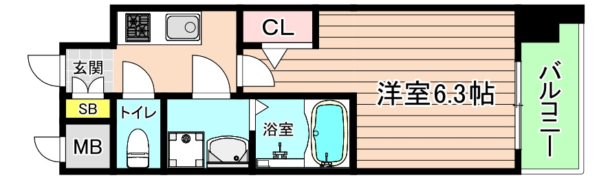 大阪市城東区関目３丁目の賃貸マンションの間取り
