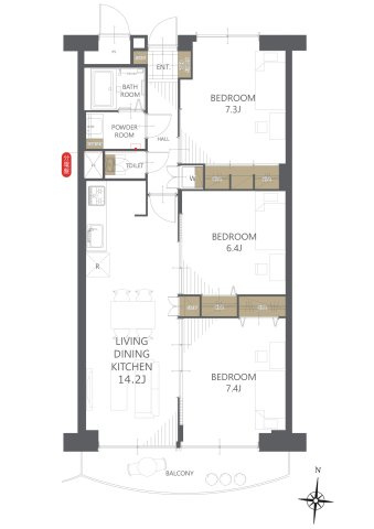 【間取り】ろうきん昆陽コーポＢ棟 