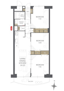 【間取り】ろうきん昆陽コーポＢ棟 