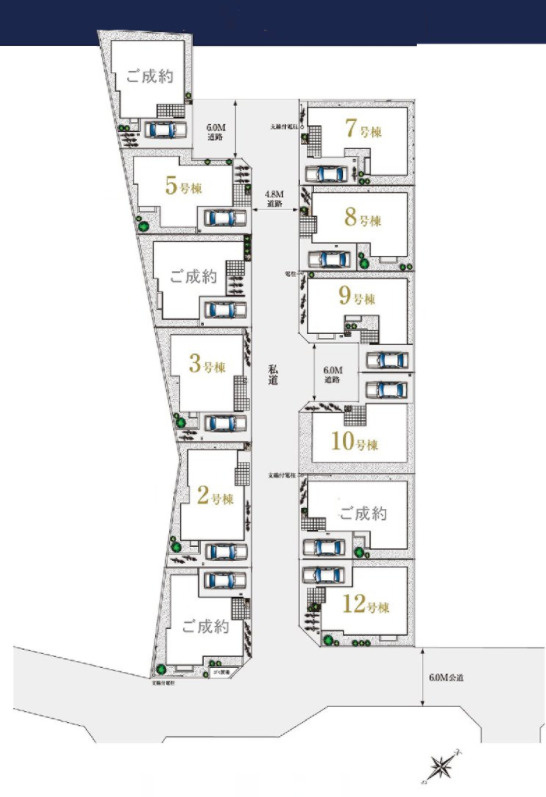 新座市池田３丁目　全12邸　の区画図|駐車場あり（車種による）