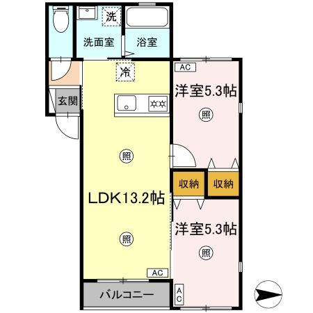 【間取り】 | （仮称）宇栄原共同住宅