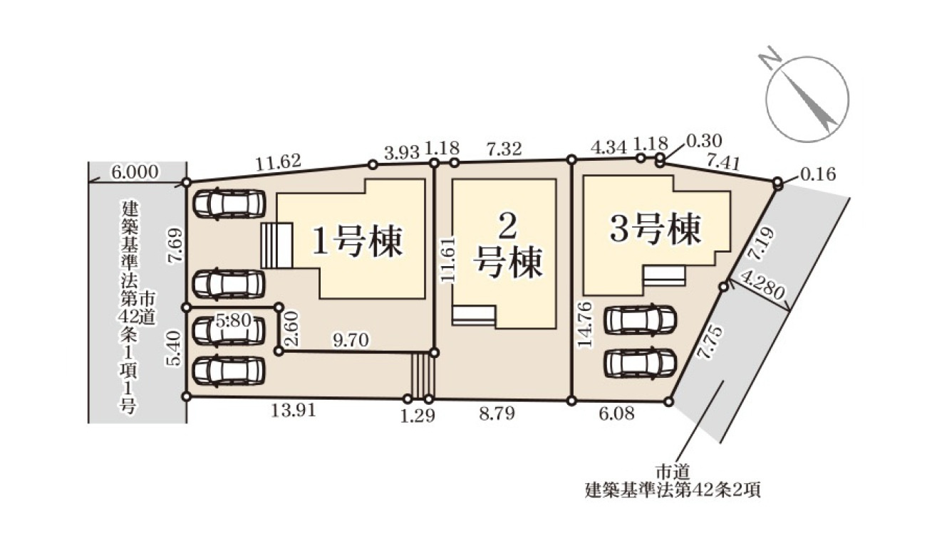 熊本市東区榎町第6-3棟（1号棟）の区画図|配置図（1号棟）