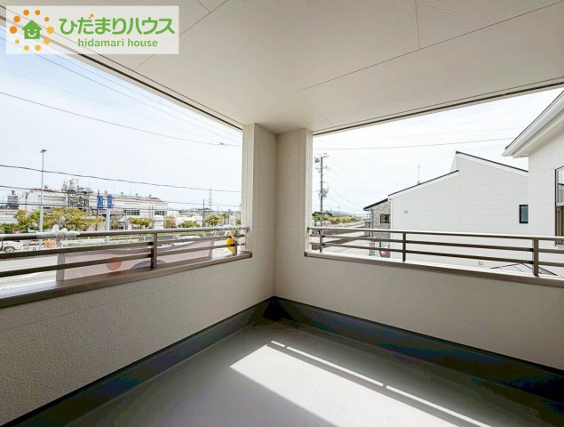 いわき市泉町滝尻第2　新築戸建　8号棟のバルコニー|広々としたバルコニー。お洗濯物もぜーんぶ干せちゃいます！！
