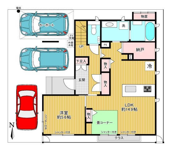新曽中古戸建の間取り|1階
