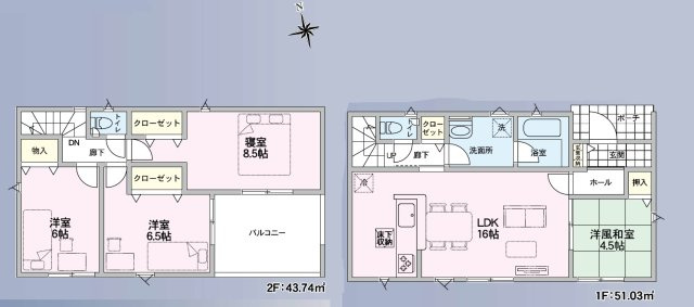 新築戸建　長野市稲里町中央1丁目　全4棟の間取り|２号棟間取図