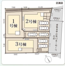 【区画図】 | 福岡市西区拾六町4丁目　2号棟（全3棟）【仲介手数料無料・0円】 | 区画図です。2号棟