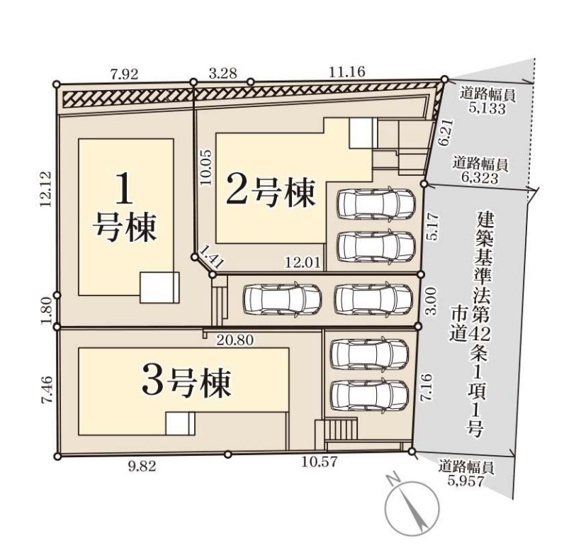 【区画図】 | 福岡市西区拾六町4丁目　3号棟（全3棟）【仲介手数料無料・0円】 | 区画図です。3号棟
