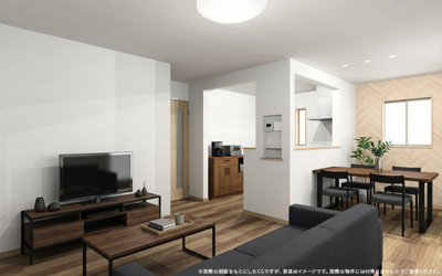【完成予想図】 | 【LDK　イメージパース】
※画像は設計図面を基に作成したイメージです。