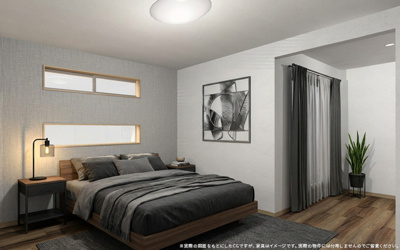 【完成予想図】 | 【主寝室　イメージパース】
※画像は設計図面を基に作成したイメージです。