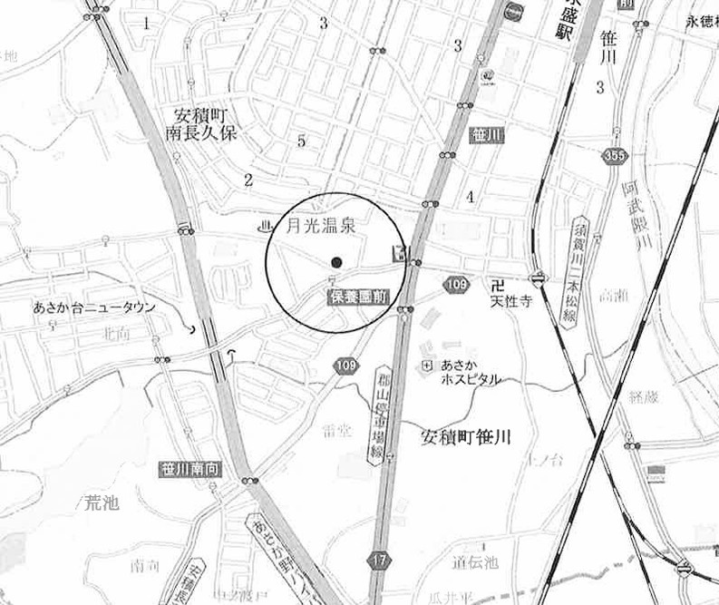 建築条件なし売地　郡山市安積町笹川　安積第三小・安積第二中の地図