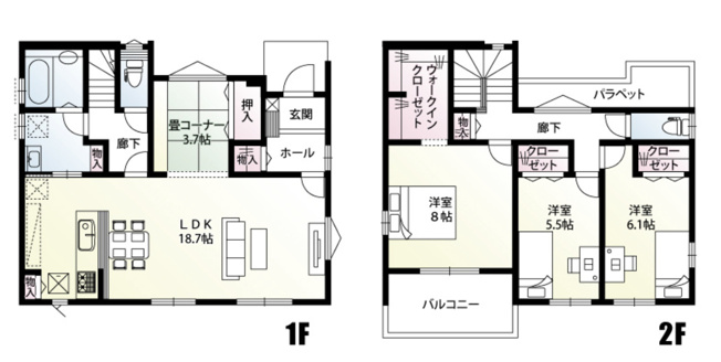 【間取り】 | 行田市大字谷郷　新築戸建　全2棟　2号棟