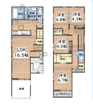 【間取り】 | 福岡市南区井尻4丁目1期　2号棟（全2棟）【仲介手数料無料・0円】 | 平日、土日祝日もお好きな日時にご見学可能です。お気軽にお問合せ下さい。