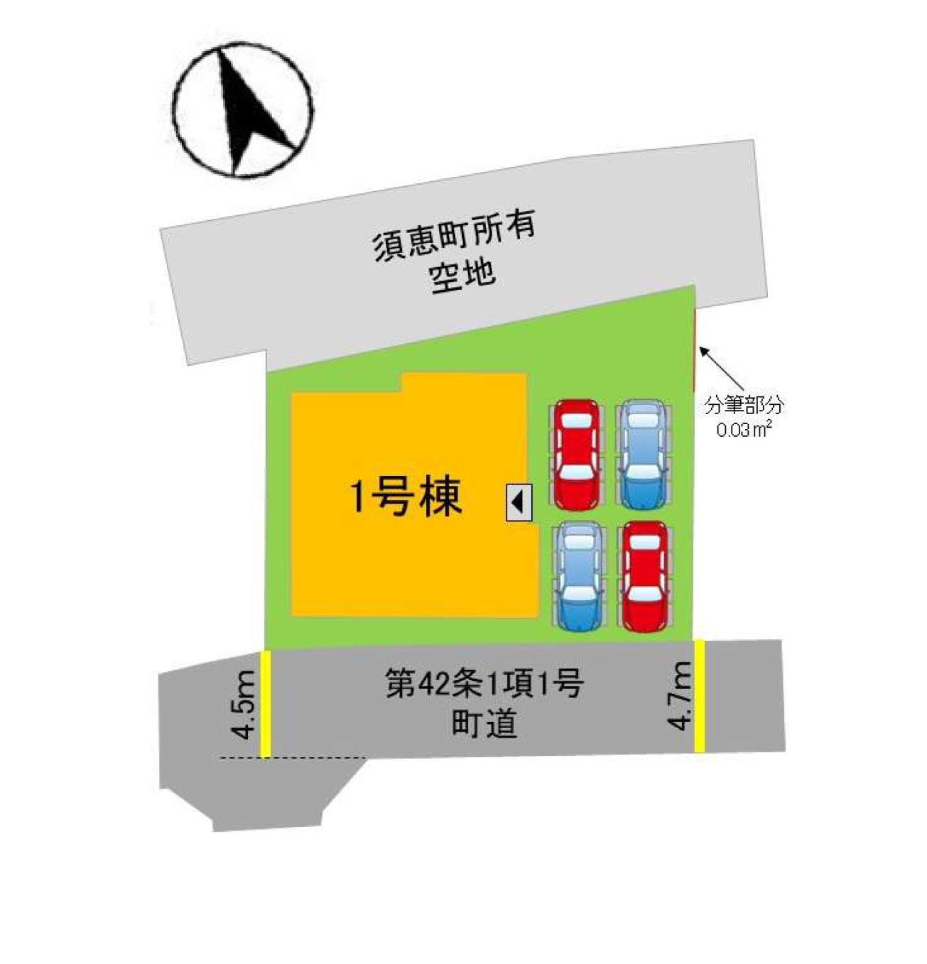 糟屋郡須恵町大字須恵第25-1棟（1号棟）の区画図|配置図
