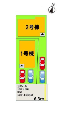 S・粕屋町若宮2丁目第4-2棟（1号棟）の区画図|配置図