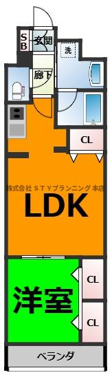 仲介手数料0円グランルクレ新栄イーストの間取り