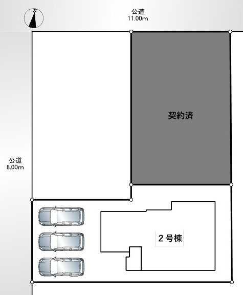 【新築戸建】札幌市東区北46条東14丁目2棟の区画図