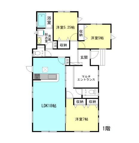 【間取り】 | ブルーミングガーデン前橋市総社町植野ー④ | マルチエントランス広がる平屋住宅！
収納充実の3LDK間取り！