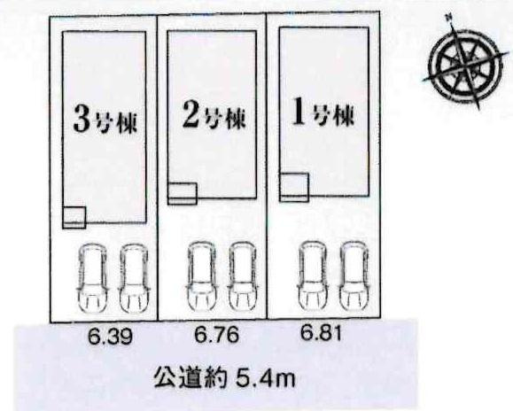 豊川市諏訪西町59期　全3棟・2号棟の区画図|2号棟です。