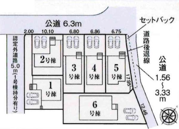 碧南第65尾城町　全6棟・6号棟の区画図|6号棟です。