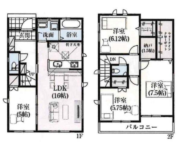 碧南市日進町2期　全3棟・1号棟の間取り|間取り図です