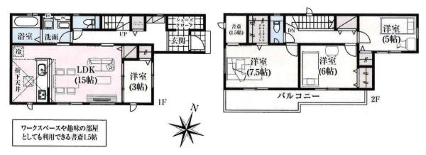 岡崎市細川町2期　全2棟・1号棟の間取り|間取り図です