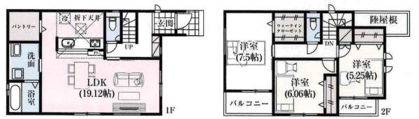 岡崎市細川町2期　全2棟・2号棟の間取り|間取り図です