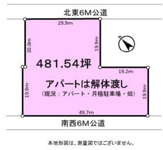 【土地図】 | 鶴ヶ島市富士見5丁目　建築条件なし売地　「若葉駅」徒歩17分　敷地481坪　【栄小学区】