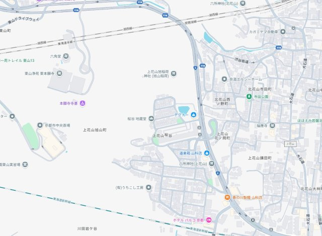 京都市山科区上花山桜谷　新築一戸建ての地図
