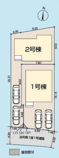 リーブルガーデンあきる野市草花　第5期　1号棟の区画図|南向きにつき、日当たり良好の明るい立地。