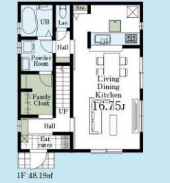 あきる野市草花　第5期　1号棟の間取り|家事や生活がスムーズな回遊動線の使いやすい間取り。