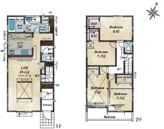 【間取り】 | 鶴ヶ島市上広谷　新築分譲　「鶴ヶ島駅」徒歩12分　敷地46坪　【杉下小学区】