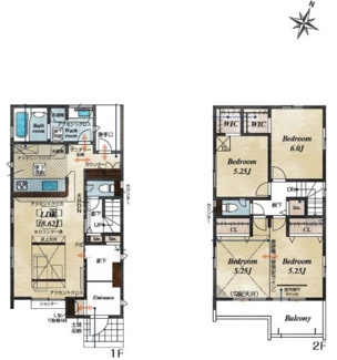 【間取り】 | 鶴ヶ島市上広谷　新築分譲　「鶴ヶ島駅」徒歩12分　敷地45坪　【杉下小学区】