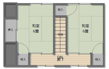 鏡野町古川　中古住宅　6DKの間取り|２F
