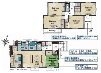 【間取り】 | 坂戸市鶴舞2丁目　新築分譲　東武越生線『一本松駅』徒歩15分　【浅羽野小学区】
