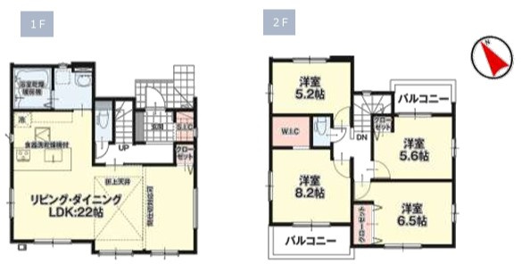 八王子市　兵衛　新築未入居戸建て　１期の間取り|～南西向き4LDK　開放感のあるワンフロアリビングの間取り　5LDKにも間仕切りが可能です～