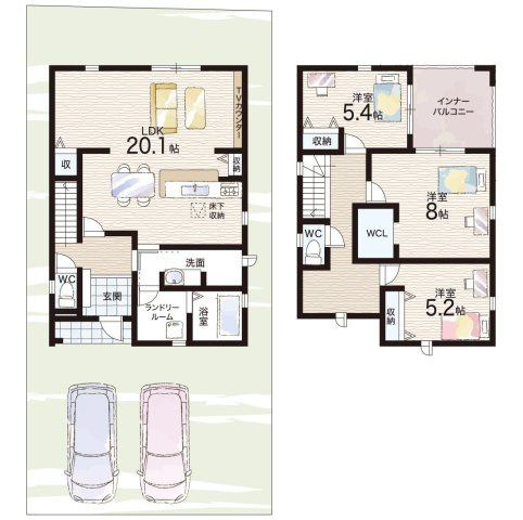 奈良市南京終町　新築一戸建ての間取り|1号地